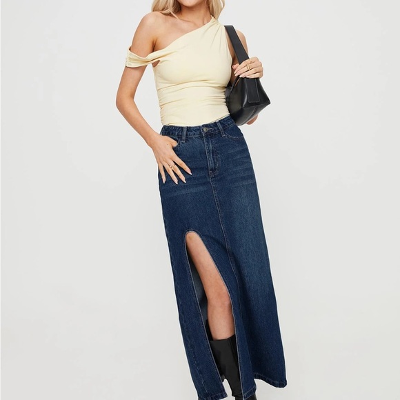 Princess Polly Denim Maxi Skirt with Front Slit - Picture 3 of 5